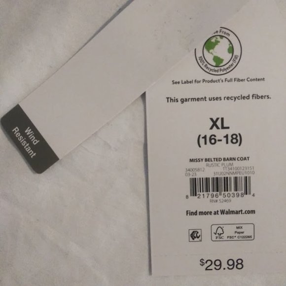 Time and Tru women's XL (16-18) Rustic Plum Onion Belted Barn Coat - Picture 10 of 11